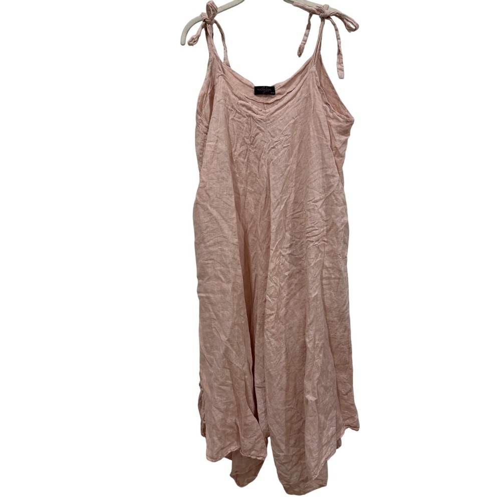 Nichole Lynel Pink Linen Wide Leg Jumpsuit One Size Made in‎ Italy